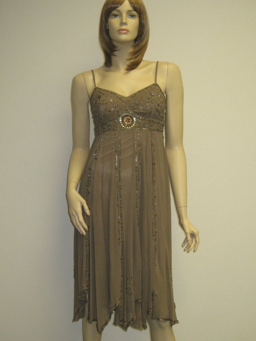 Sue Wong Nocturne fairy-style Dress Y2K #60 Cocktail Flapper SILK chiffon Brown